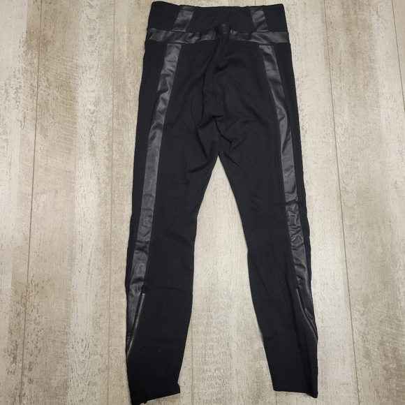 Athleta Ponte Knit Moto Legging Faux Leather Zip Black Hi Rise Waist Small - Picture 8 of 9